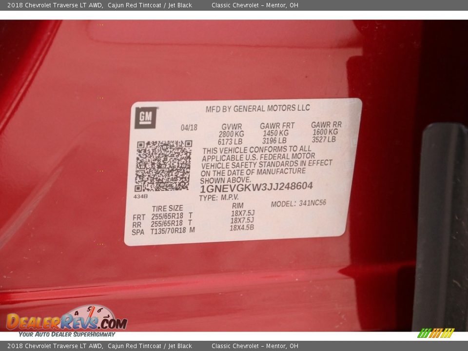 2018 Chevrolet Traverse LT AWD Cajun Red Tintcoat / Jet Black Photo #20