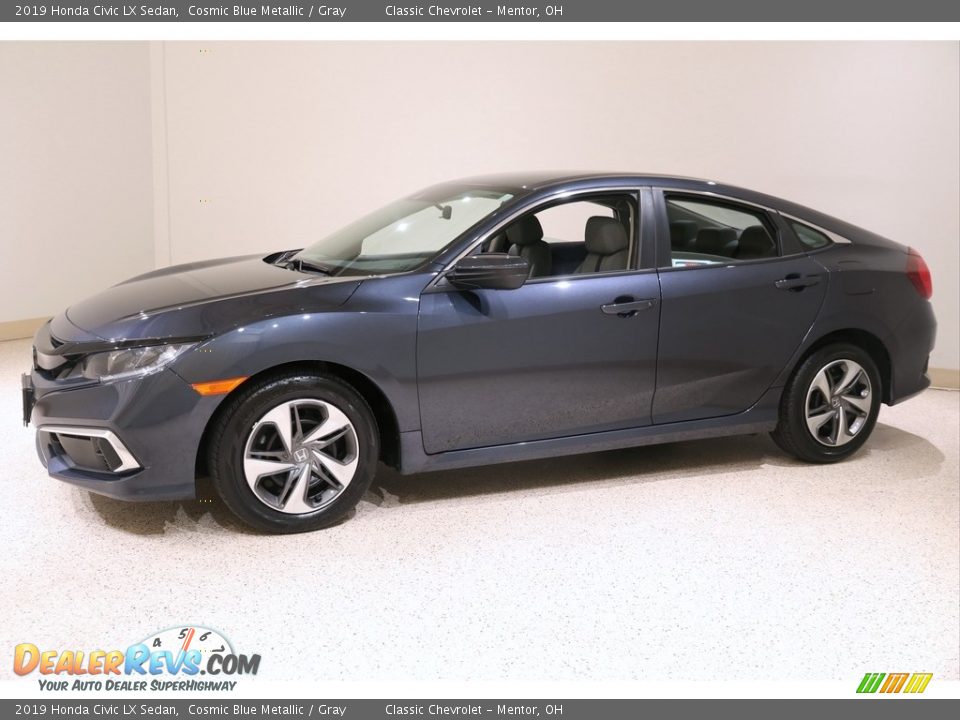 2019 Honda Civic LX Sedan Cosmic Blue Metallic / Gray Photo #3