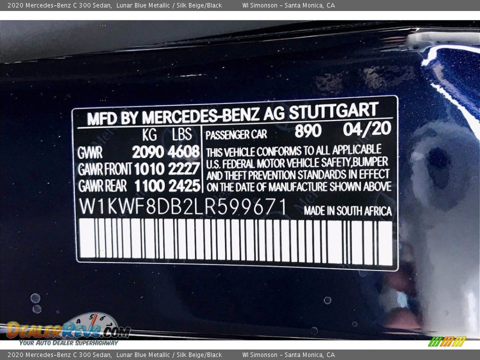 2020 Mercedes-Benz C 300 Sedan Lunar Blue Metallic / Silk Beige/Black Photo #11