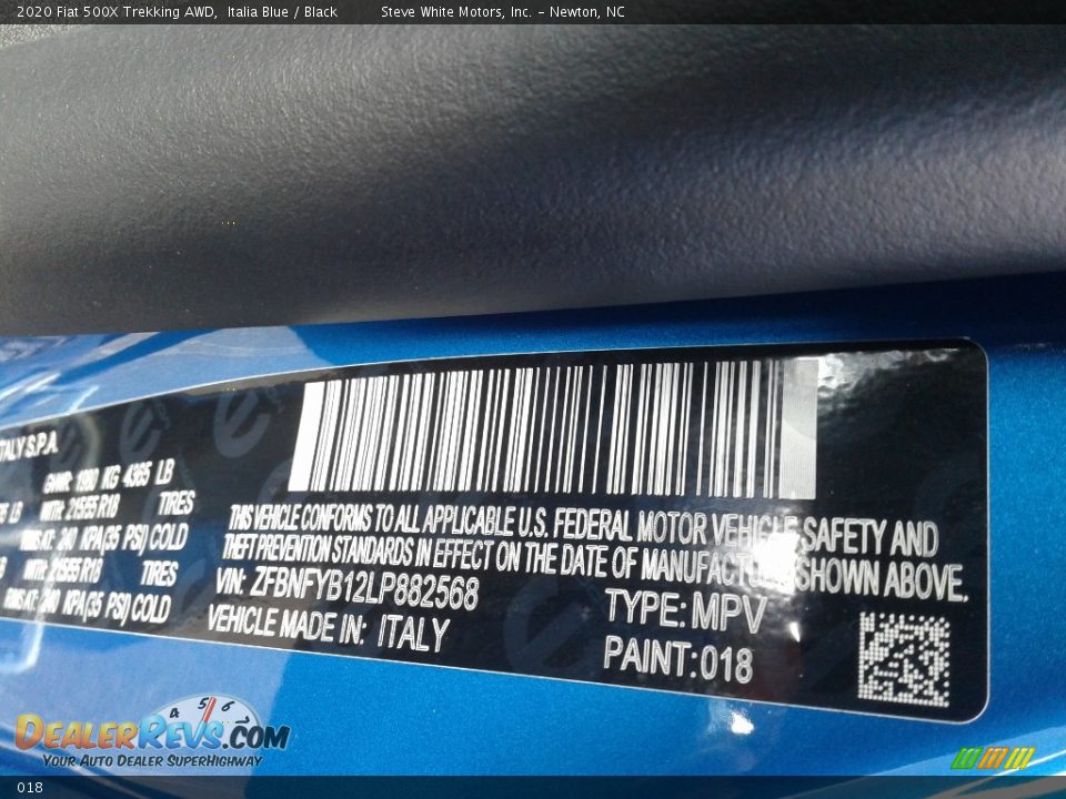 Fiat Color Code 018 Italia Blue