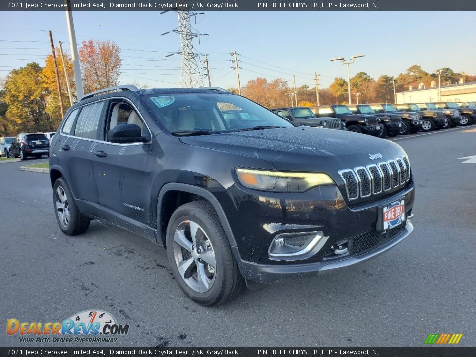 2021 Jeep Cherokee Limited 4x4 Diamond Black Crystal Pearl / Ski Gray/Black Photo #1