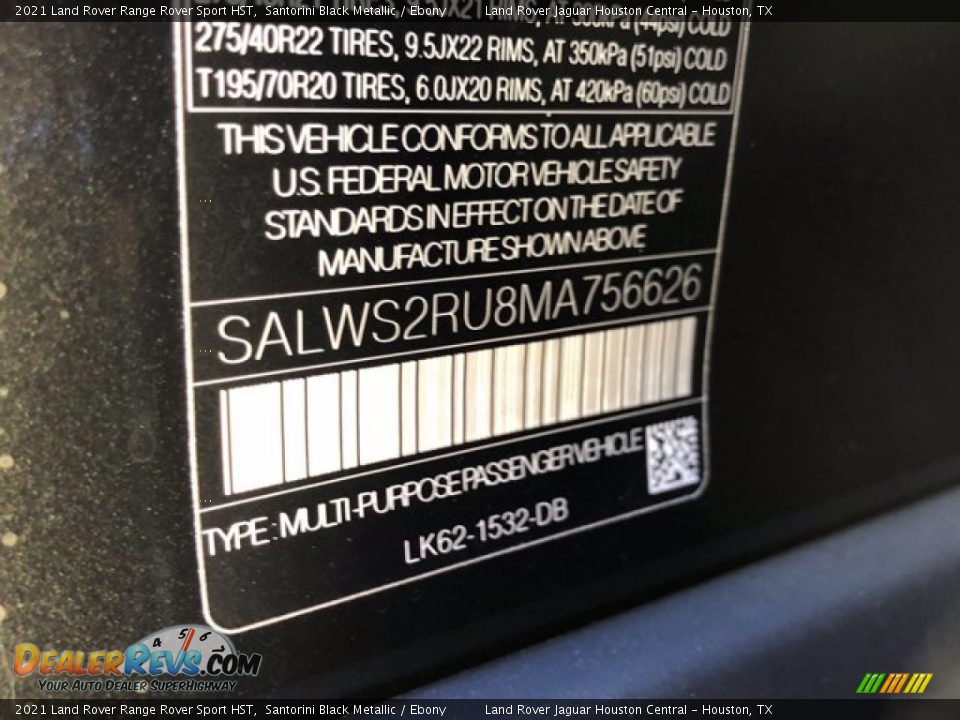 2021 Land Rover Range Rover Sport HST Santorini Black Metallic / Ebony Photo #28