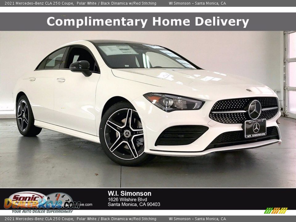 2021 Mercedes-Benz CLA 250 Coupe Polar White / Black Dinamica w/Red Stitching Photo #1