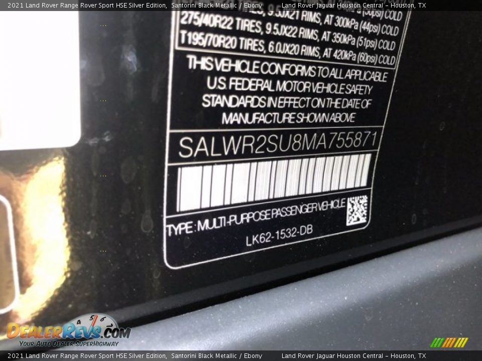 2021 Land Rover Range Rover Sport HSE Silver Edition Santorini Black Metallic / Ebony Photo #32