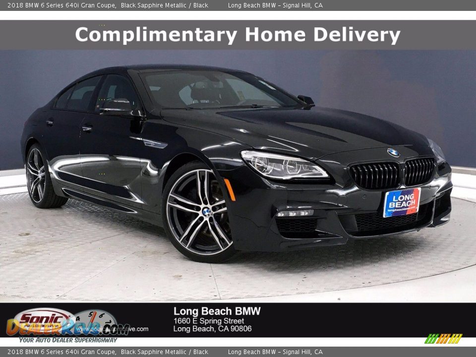 2018 BMW 6 Series 640i Gran Coupe Black Sapphire Metallic / Black Photo #1