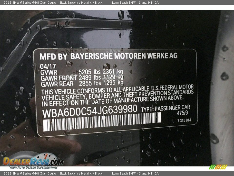 2018 BMW 6 Series 640i Gran Coupe Black Sapphire Metallic / Black Photo #36