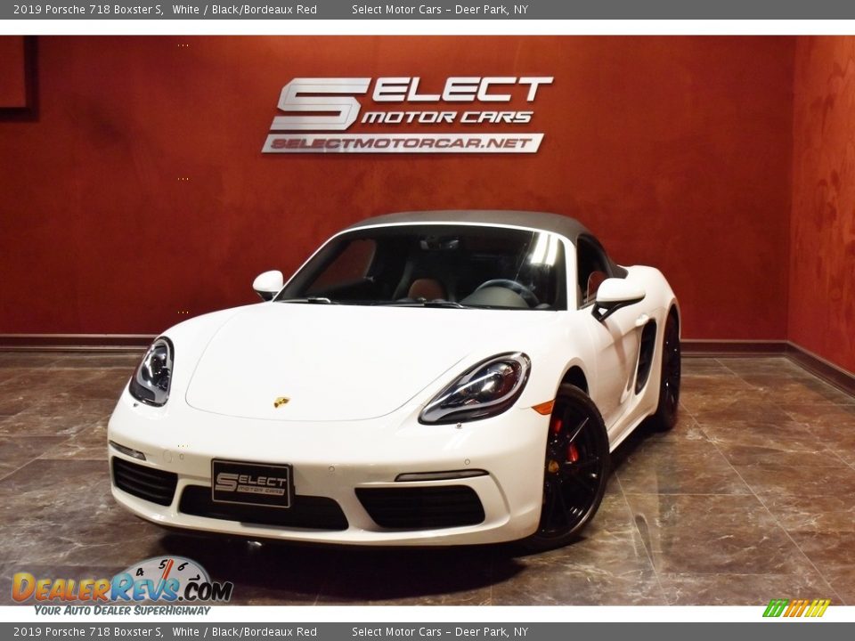 2019 Porsche 718 Boxster S White / Black/Bordeaux Red Photo #1