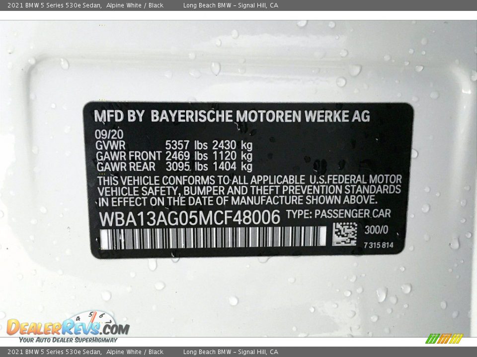 2021 BMW 5 Series 530e Sedan Alpine White / Black Photo #18