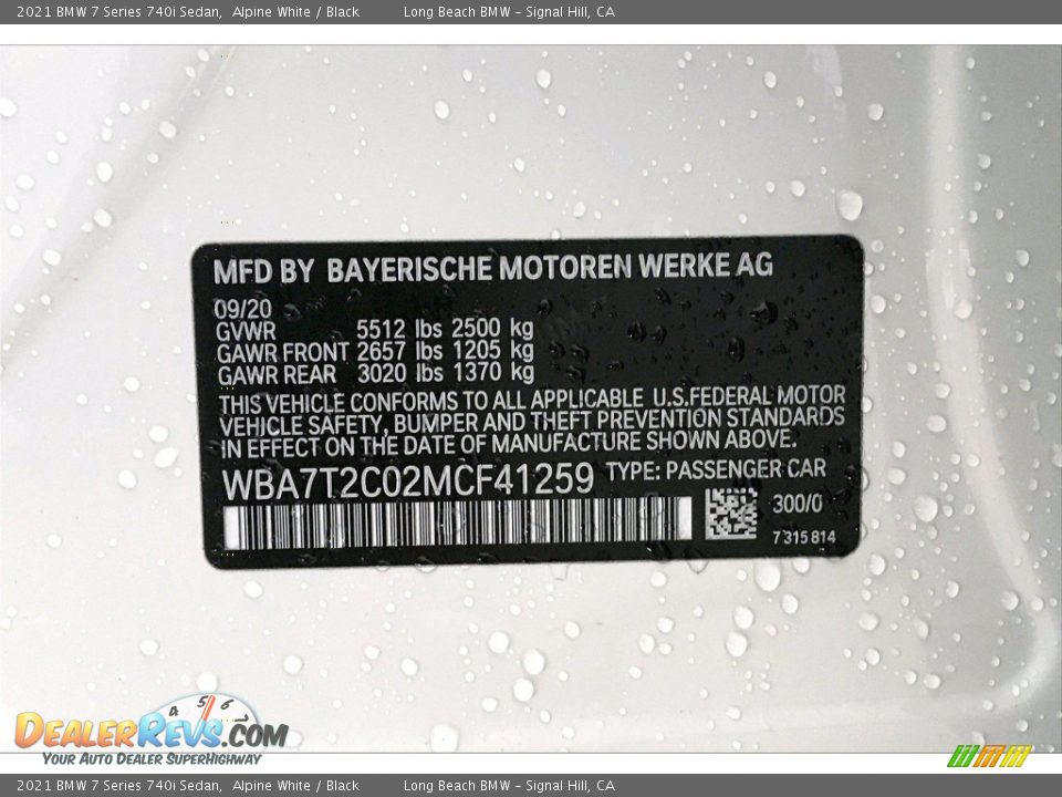2021 BMW 7 Series 740i Sedan Alpine White / Black Photo #18