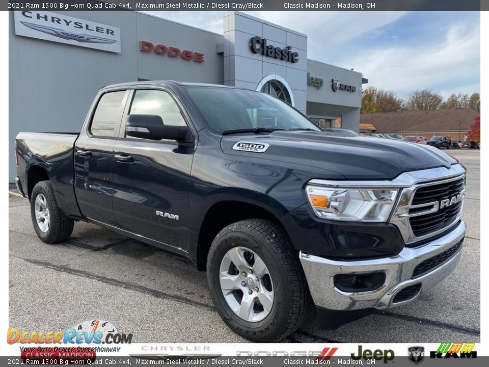 2021 Ram 1500 Big Horn Quad Cab 4x4 Maximum Steel Metallic / Diesel Gray/Black Photo #1