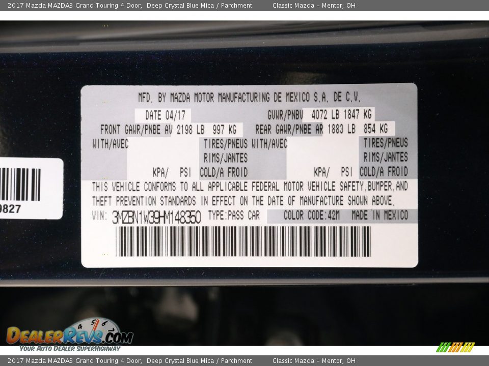 2017 Mazda MAZDA3 Grand Touring 4 Door Deep Crystal Blue Mica / Parchment Photo #21