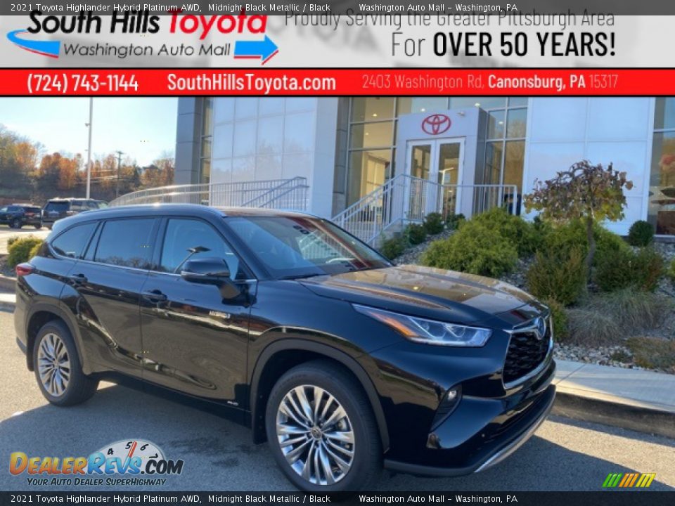 2021 Toyota Highlander Hybrid Platinum AWD Midnight Black Metallic / Black Photo #1