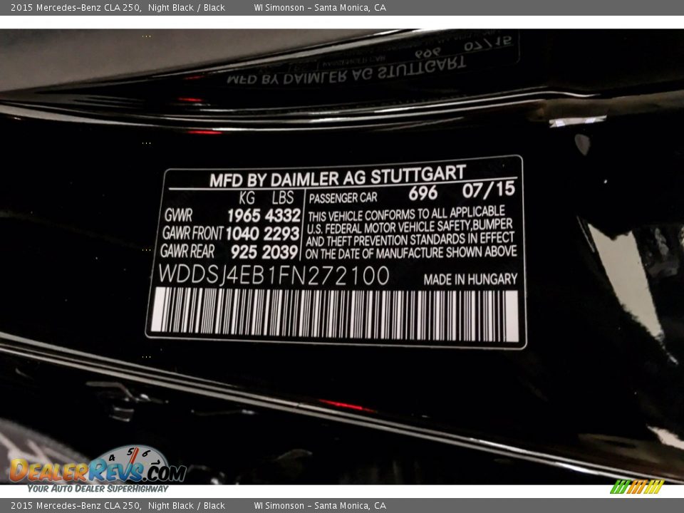 2015 Mercedes-Benz CLA 250 Night Black / Black Photo #25
