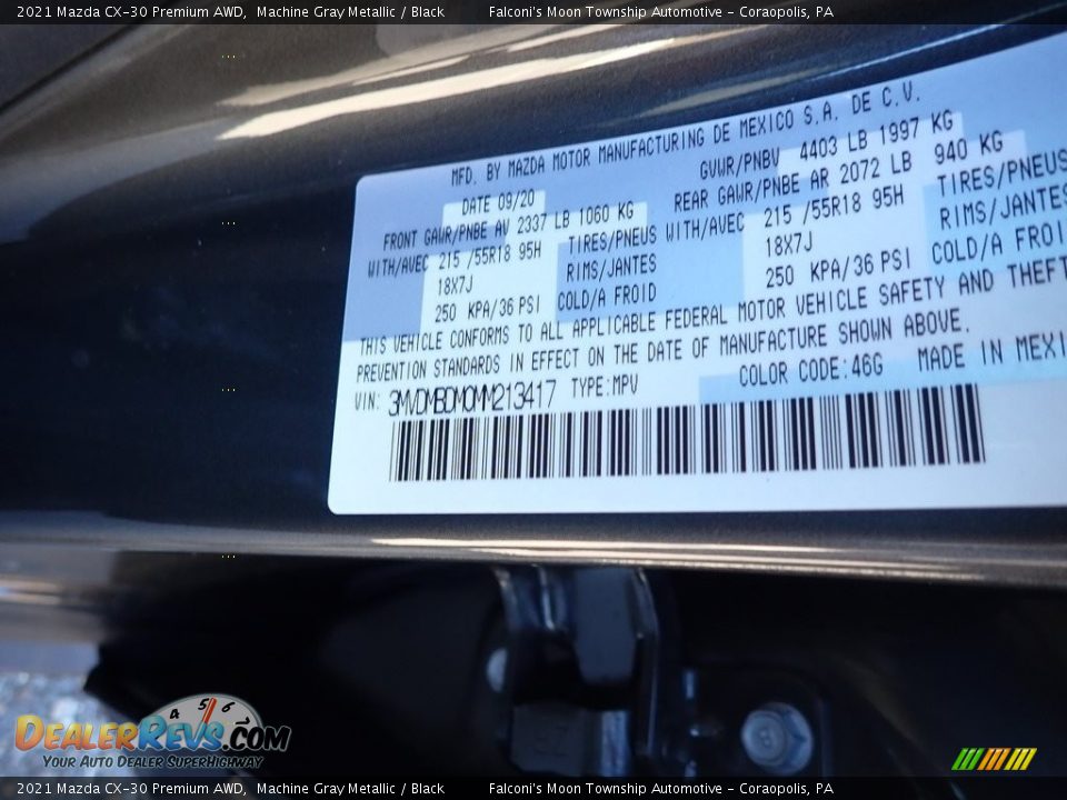 2021 Mazda CX-30 Premium AWD Machine Gray Metallic / Black Photo #12