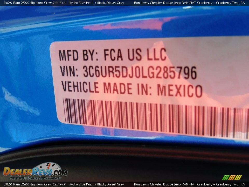 2020 Ram 2500 Big Horn Crew Cab 4x4 Hydro Blue Pearl / Black/Diesel Gray Photo #20