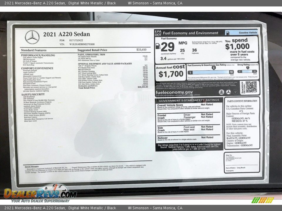 2021 Mercedes-Benz A 220 Sedan Digital White Metallic / Black Photo #10