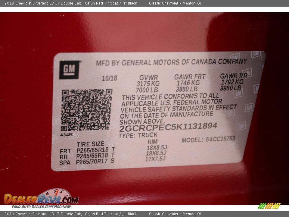 2019 Chevrolet Silverado LD LT Double Cab Cajun Red Tintcoat / Jet Black Photo #23