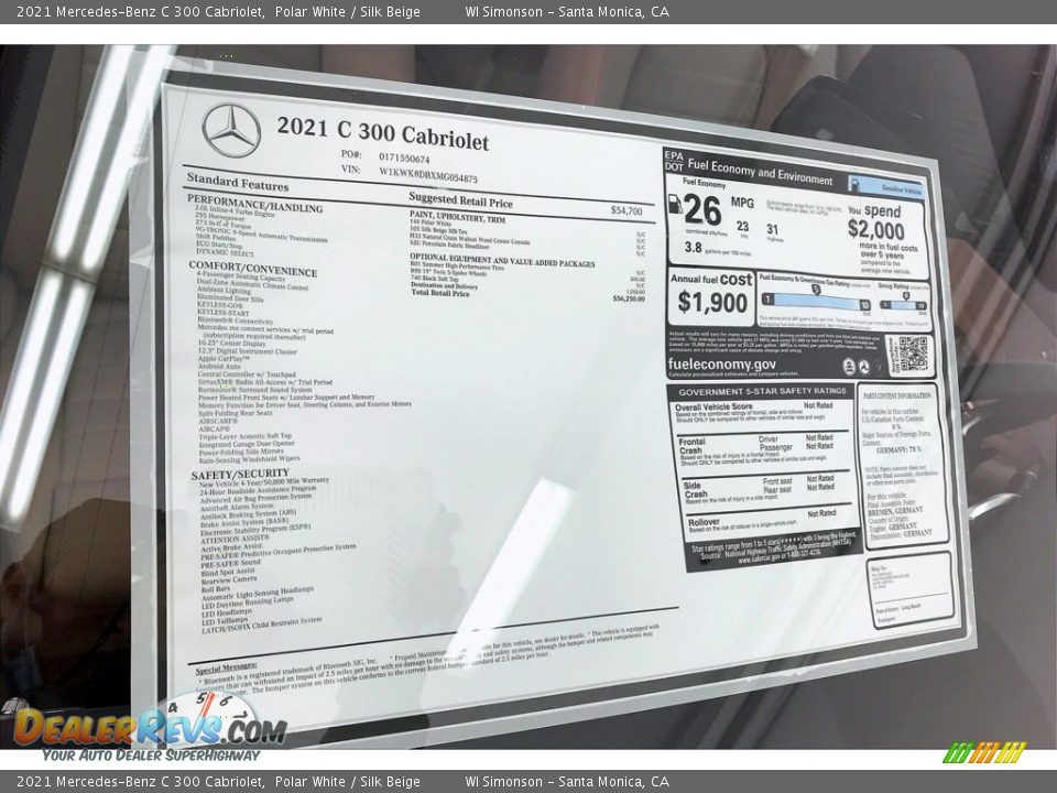 2021 Mercedes-Benz C 300 Cabriolet Polar White / Silk Beige Photo #10