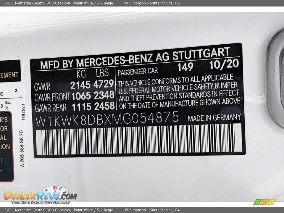 2021 Mercedes-Benz C 300 Cabriolet Polar White / Silk Beige Photo #11