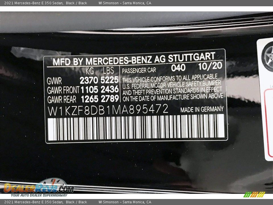 2021 Mercedes-Benz E 350 Sedan Black / Black Photo #11