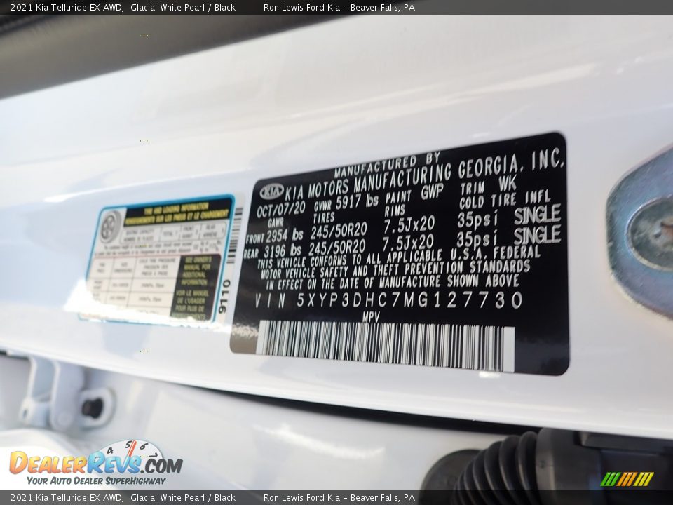 2021 Kia Telluride EX AWD Glacial White Pearl / Black Photo #14