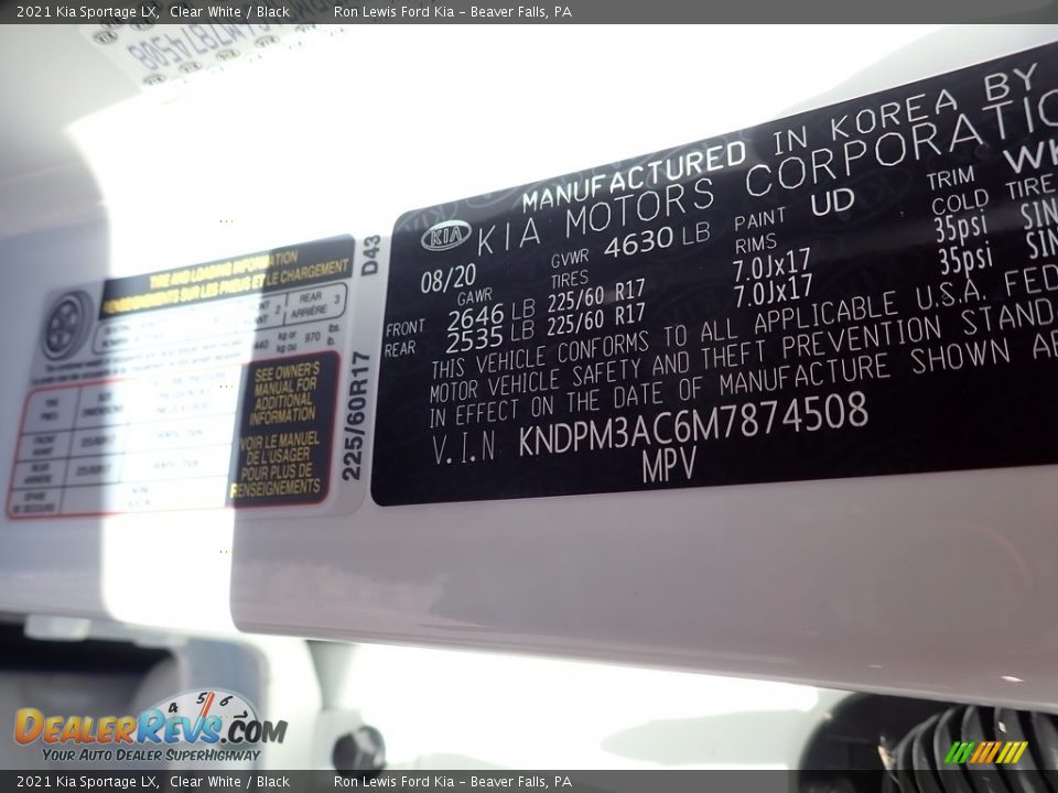 2021 Kia Sportage LX Clear White / Black Photo #15