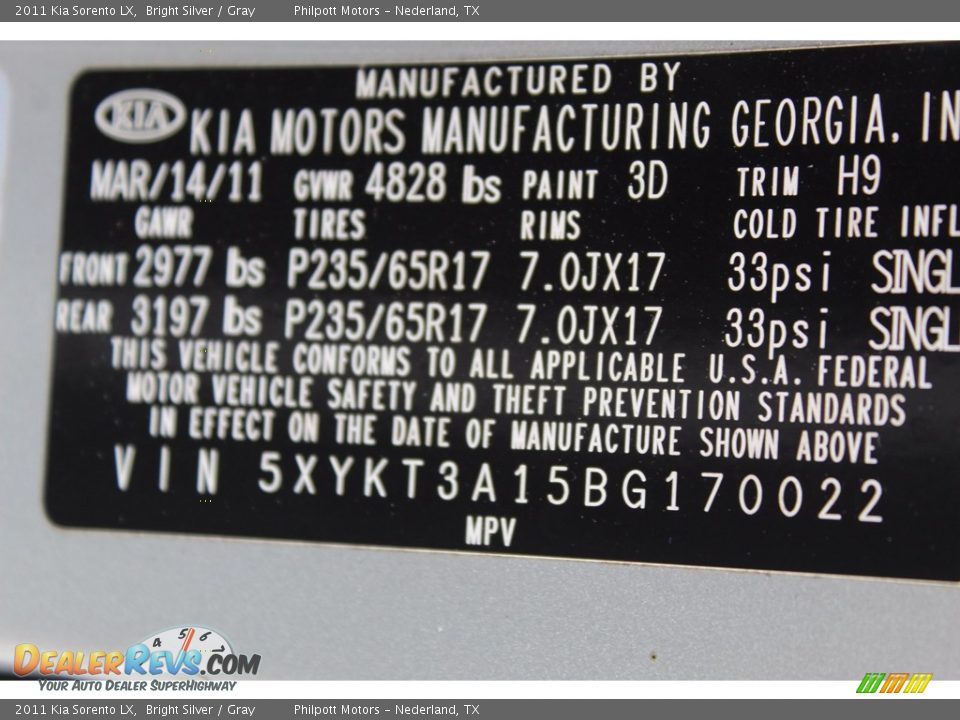 2011 Kia Sorento LX Bright Silver / Gray Photo #31