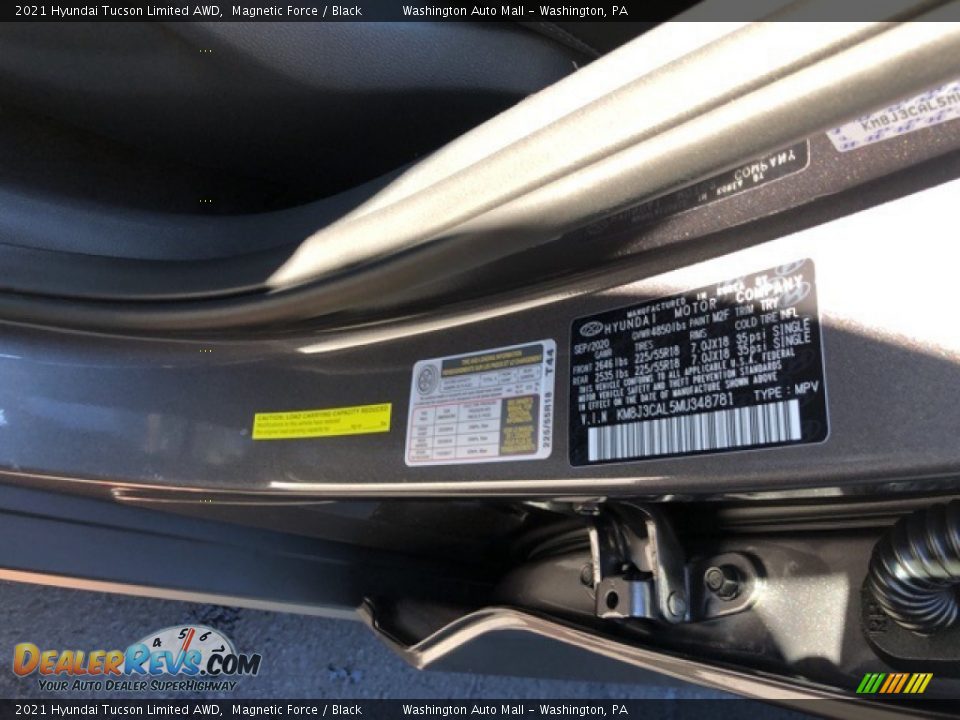 2021 Hyundai Tucson Limited AWD Magnetic Force / Black Photo #17