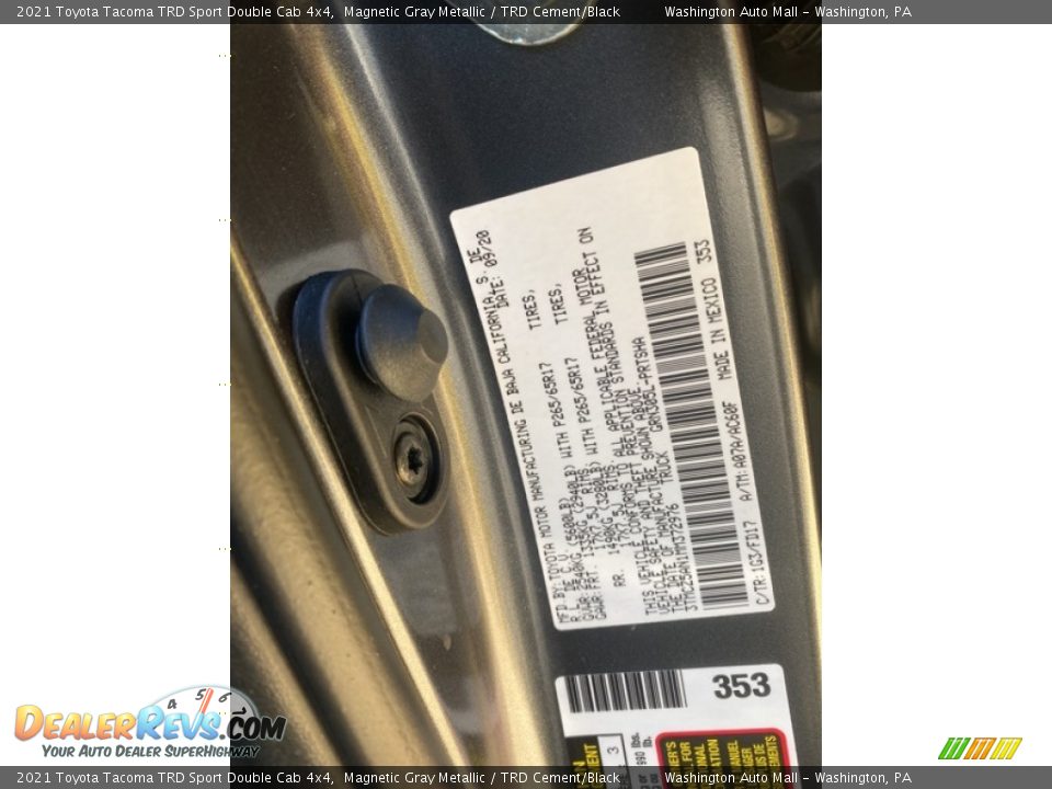 2021 Toyota Tacoma TRD Sport Double Cab 4x4 Magnetic Gray Metallic / TRD Cement/Black Photo #34