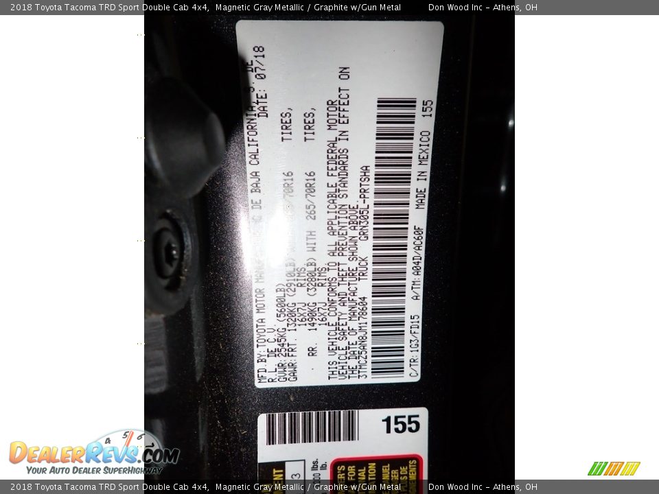 2018 Toyota Tacoma TRD Sport Double Cab 4x4 Magnetic Gray Metallic / Graphite w/Gun Metal Photo #30