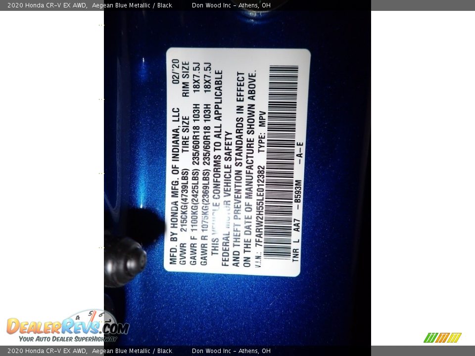 2020 Honda CR-V EX AWD Aegean Blue Metallic / Black Photo #33