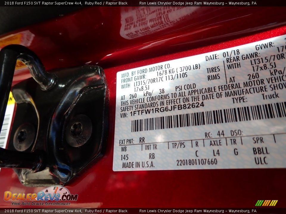 2018 Ford F150 SVT Raptor SuperCrew 4x4 Ruby Red / Raptor Black Photo #15