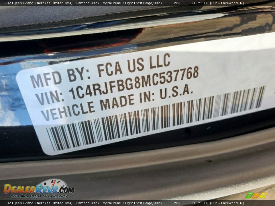 2021 Jeep Grand Cherokee Limited 4x4 Diamond Black Crystal Pearl / Light Frost Beige/Black Photo #13