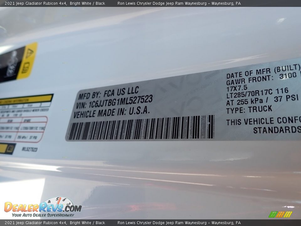 2021 Jeep Gladiator Rubicon 4x4 Bright White / Black Photo #15