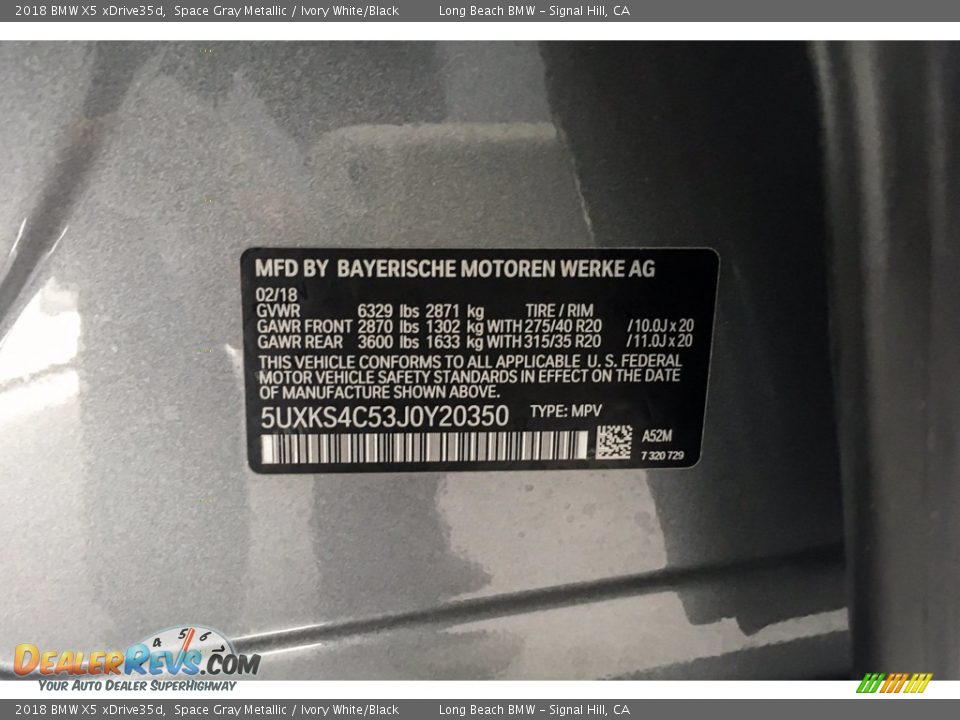 2018 BMW X5 xDrive35d Space Gray Metallic / Ivory White/Black Photo #11