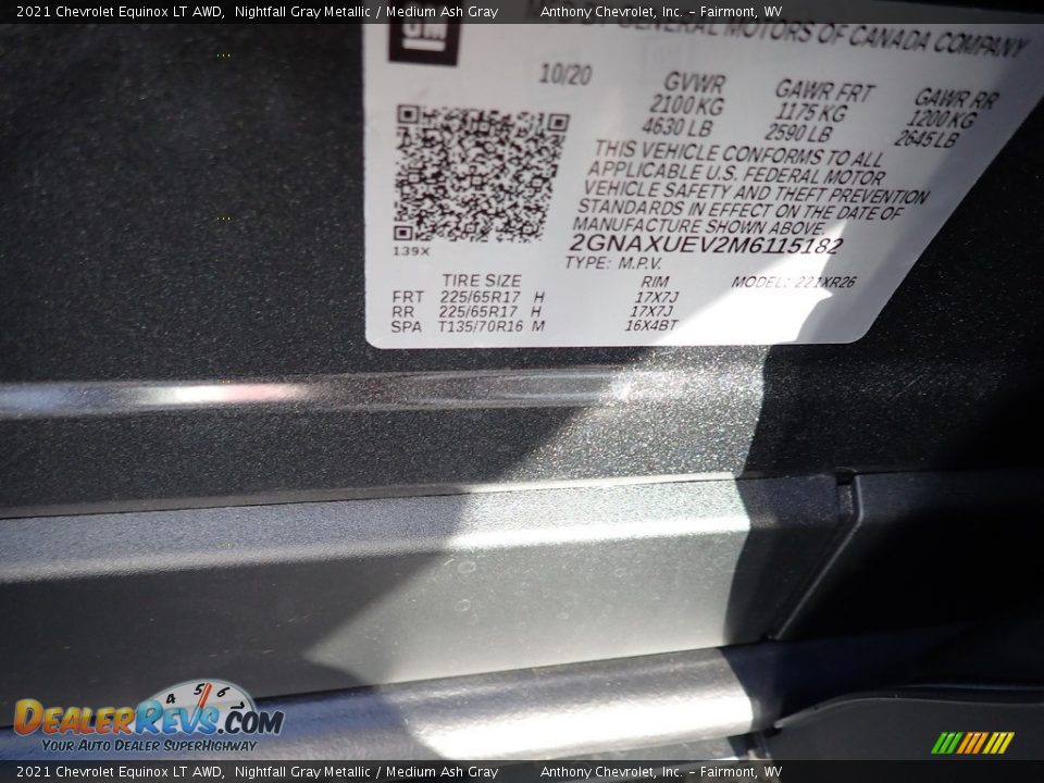 2021 Chevrolet Equinox LT AWD Nightfall Gray Metallic / Medium Ash Gray Photo #13