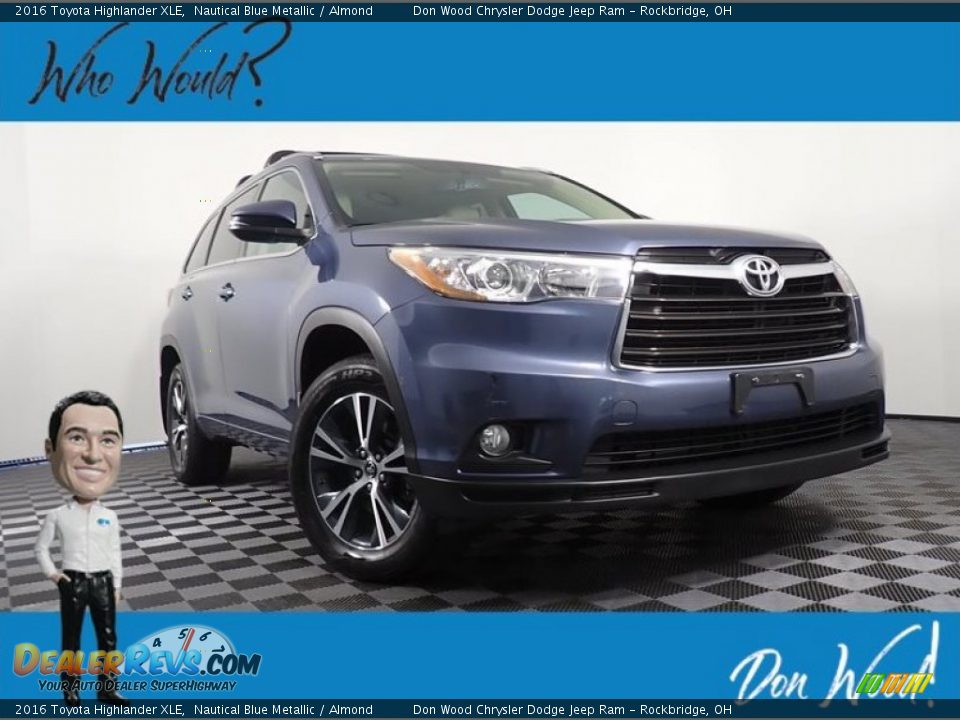 2016 Toyota Highlander XLE Nautical Blue Metallic / Almond Photo #1