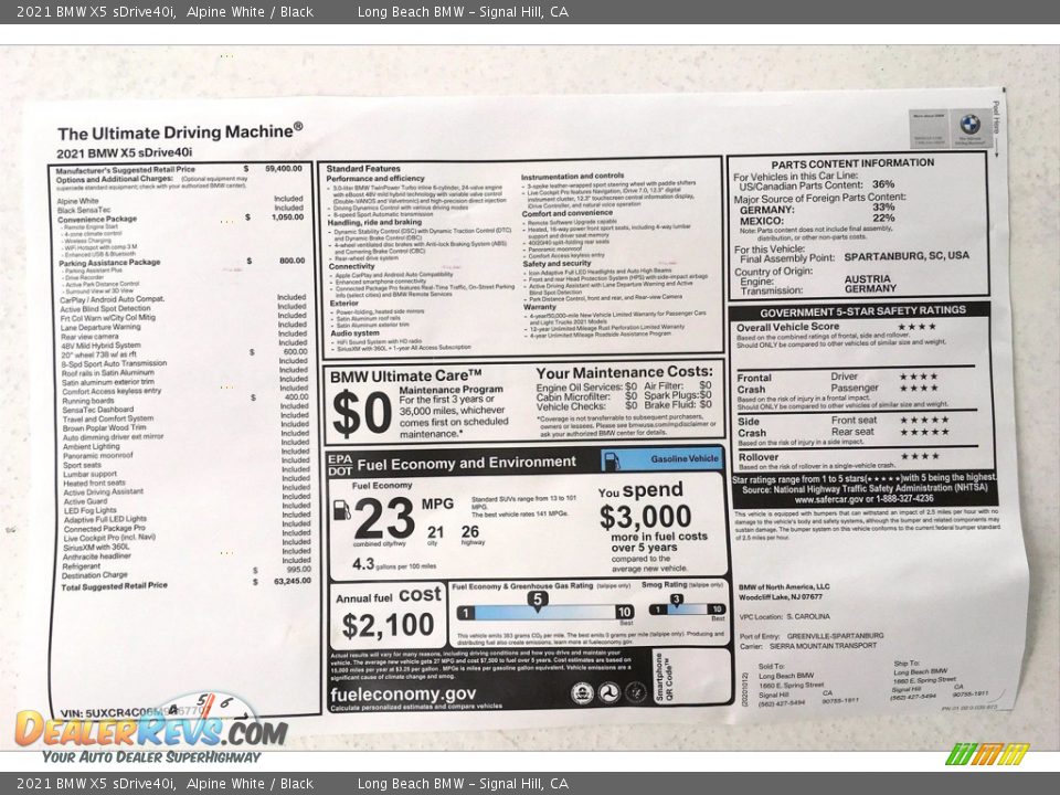 2021 BMW X5 sDrive40i Alpine White / Black Photo #17