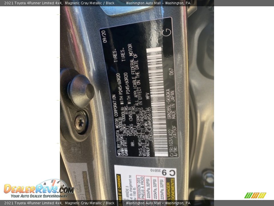 2021 Toyota 4Runner Limited 4x4 Magnetic Gray Metallic / Black Photo #33