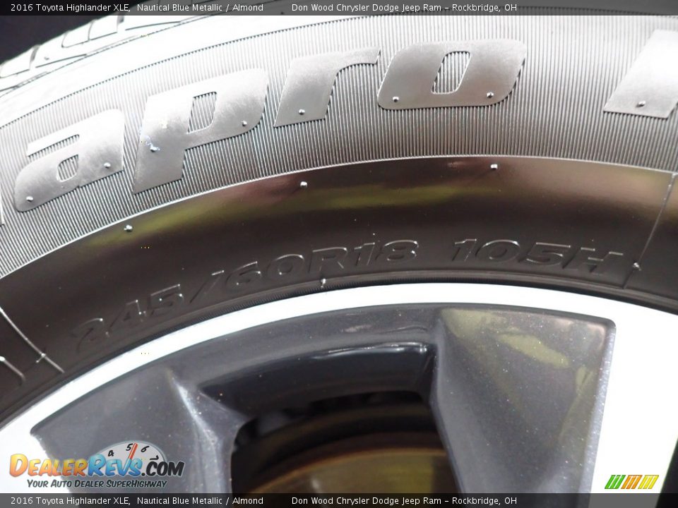 2016 Toyota Highlander XLE Nautical Blue Metallic / Almond Photo #22