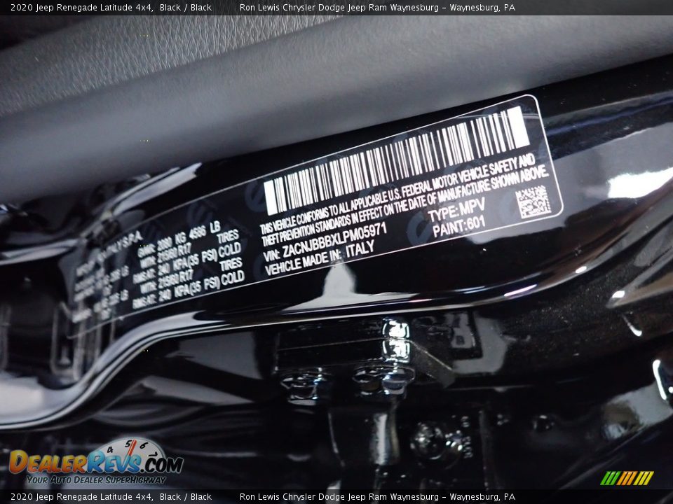 2020 Jeep Renegade Latitude 4x4 Black / Black Photo #13