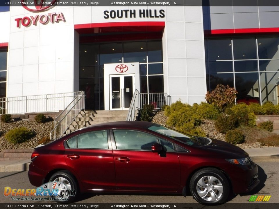 2013 Honda Civic LX Sedan Crimson Red Pearl / Beige Photo #2