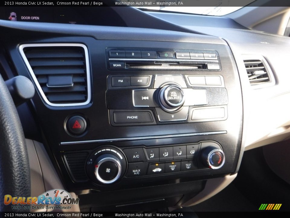 2013 Honda Civic LX Sedan Crimson Red Pearl / Beige Photo #3