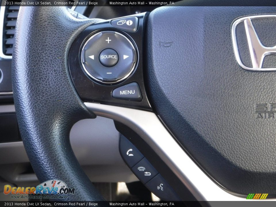 2013 Honda Civic LX Sedan Crimson Red Pearl / Beige Photo #7