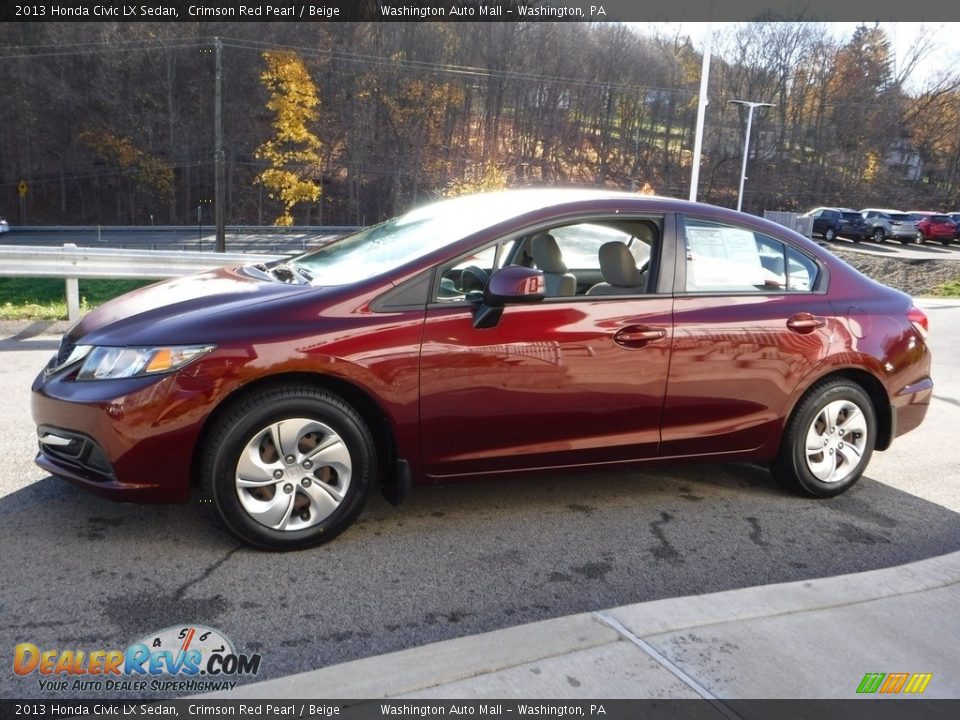 2013 Honda Civic LX Sedan Crimson Red Pearl / Beige Photo #12