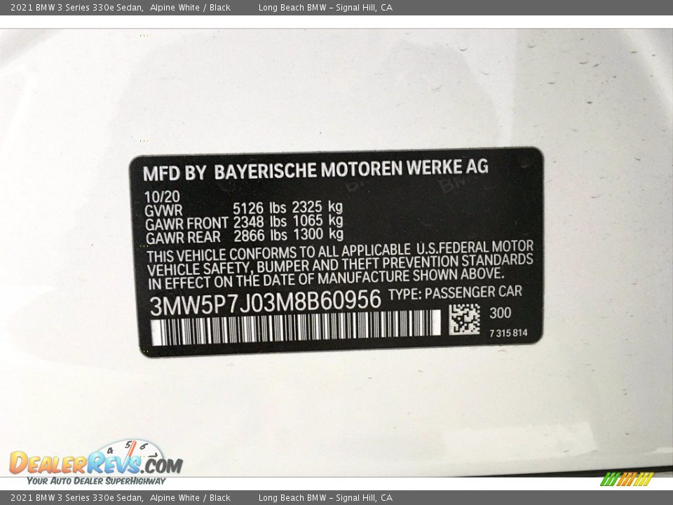 2021 BMW 3 Series 330e Sedan Alpine White / Black Photo #18