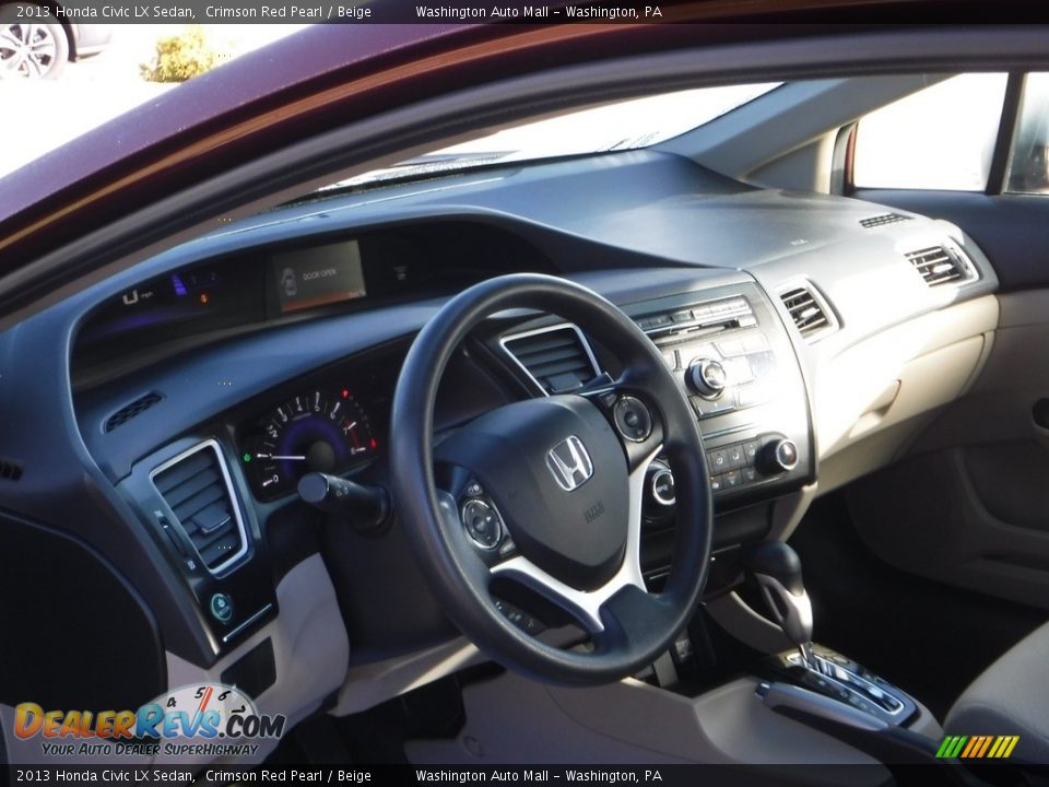 2013 Honda Civic LX Sedan Crimson Red Pearl / Beige Photo #16