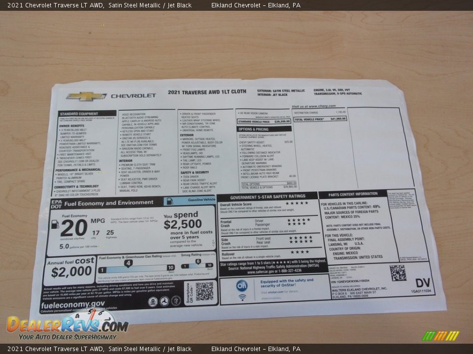 2021 Chevrolet Traverse LT AWD Satin Steel Metallic / Jet Black Photo #31