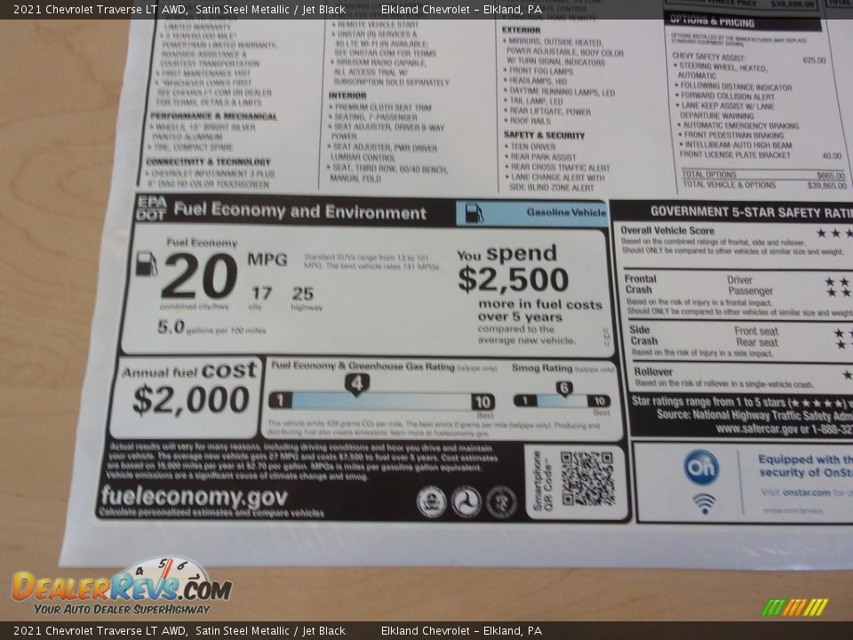 2021 Chevrolet Traverse LT AWD Satin Steel Metallic / Jet Black Photo #34