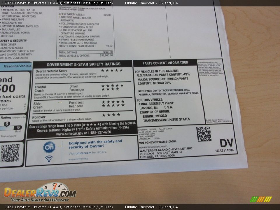 2021 Chevrolet Traverse LT AWD Satin Steel Metallic / Jet Black Photo #35